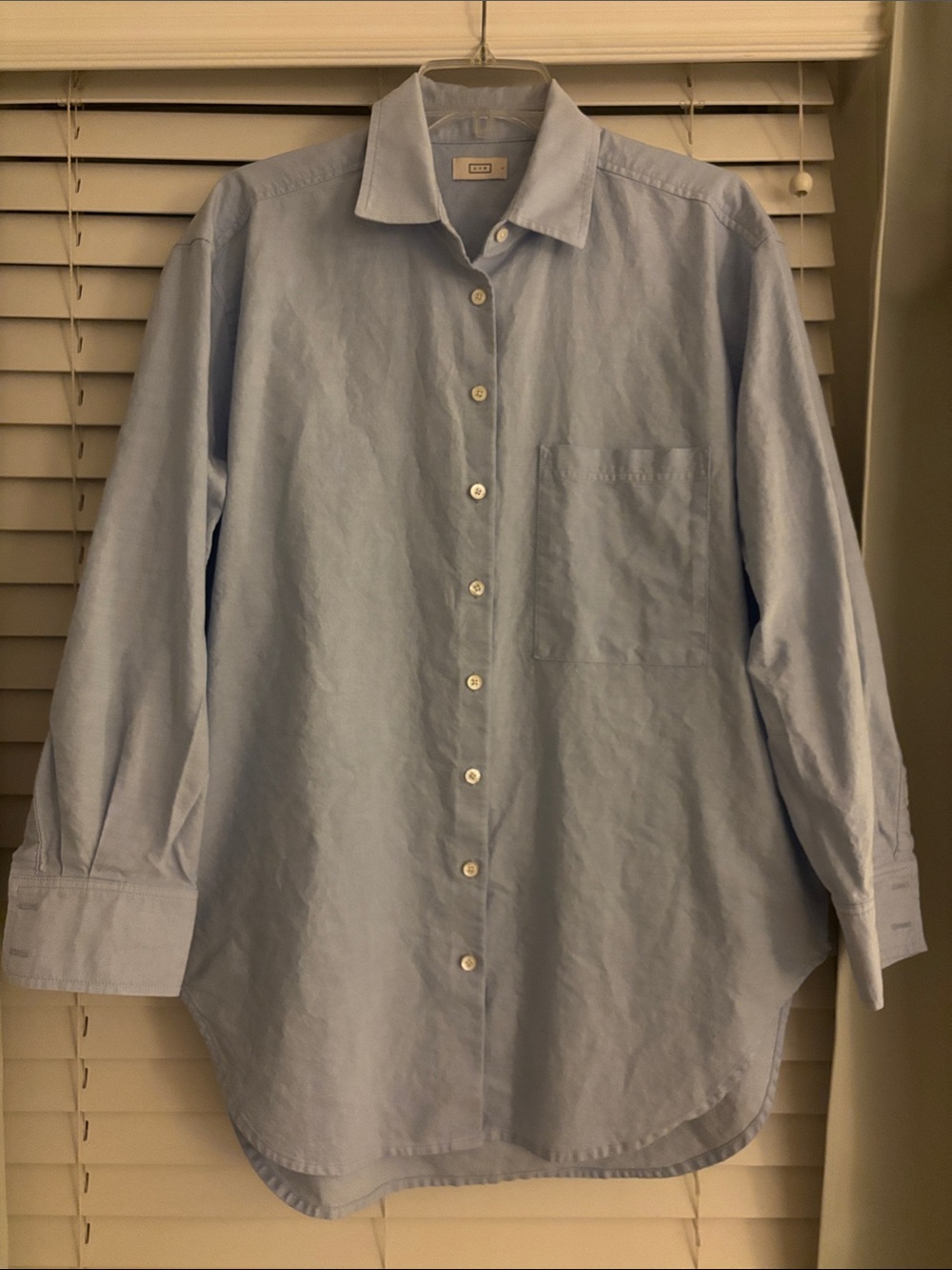 AYR Light Blue Button Down Shirt Large Oversized Quiet Luxury Blouse